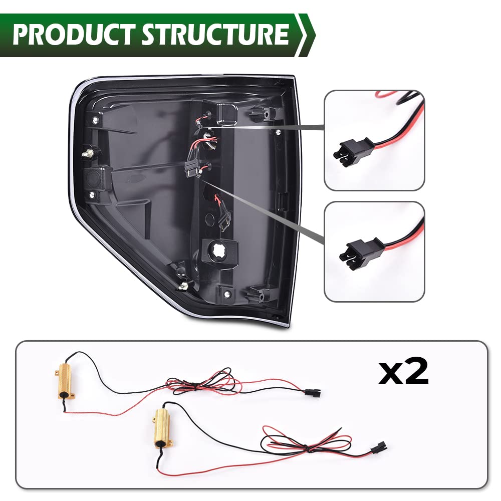 GRAND ORANGE FULL LED Tail Light Assembly Rear Lights Assembly Compatible with Ford F150 2009-2014 Brake Parking Lamps Taillights Brake Lights Driver & Passenger Side w/Wiring Harness - Image 9