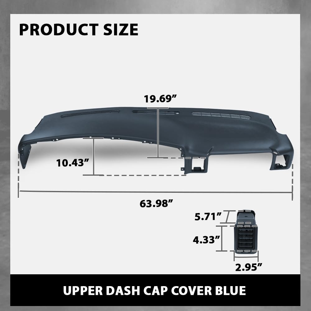 GRAND ORANGE Upper Dashboard Dash Cover Cap, Compatible with Chevy Silverado GMC Sierra 1500 2500HD 3500 Chevy Avalanche Tahoe Suburban GMC Yukon XL 1999-2006, Dash Cover Panel, Blue - Image 3